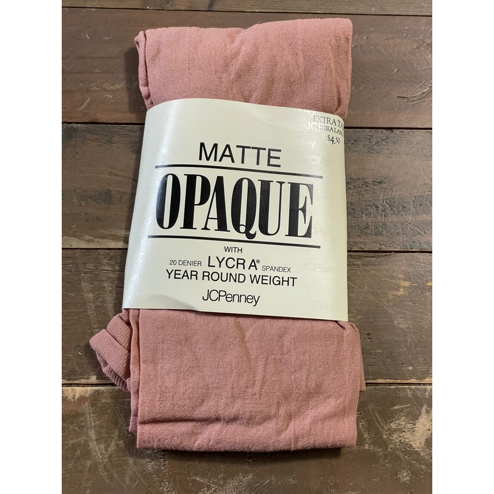 JCPenney Tights Matte Opaque XT Cameo Pink Lycra Spandex 20 Denier Extra Tall